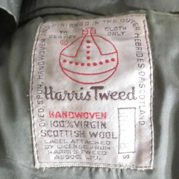 Perth Ltd Jacket Green Vintage Scottish Wool Harris Tweed Lined Blazer Size 42R